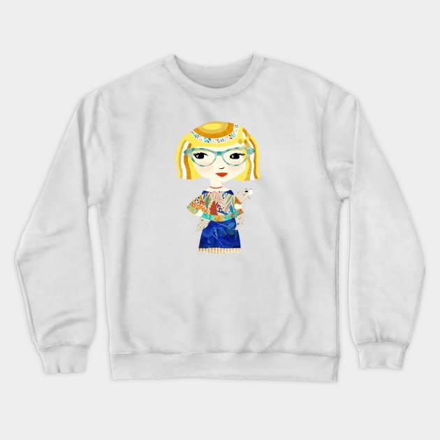 Girl with Sea Turtle/Harlow & Hoss Crewneck Sweatshirt by tracey